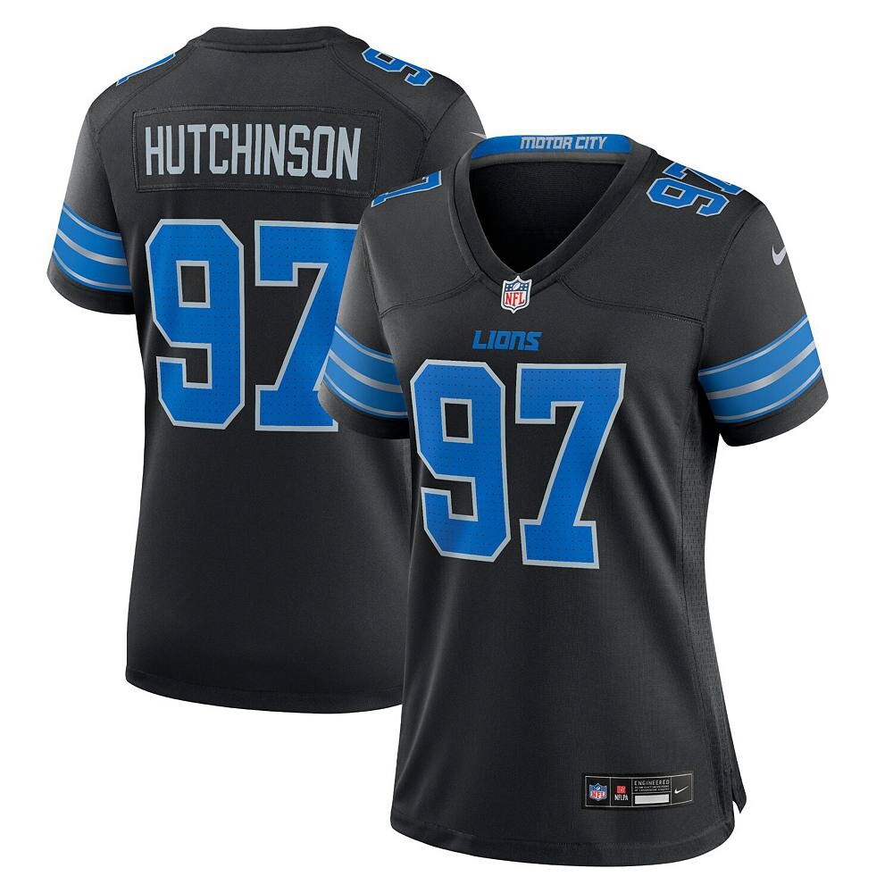 Женская футболка Nike Aidan Hutchinson Black Detroit Lions 2nd Альтернативная игра, цвет Lns Black 
Женская футболка Nike Aidan Hutchinson Black Detroit Lions 2nd Альтернативная игра, цвет Lns Black