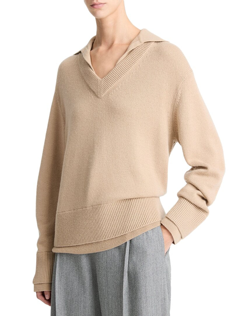 Винс Воротник-стойка Двухслойный Свитер из смеси шерсти и кашемира Vince, коричневый 
Винс Воротник-стойка Двухслойный Свитер из смеси шерсти и кашемира Vince, коричневый