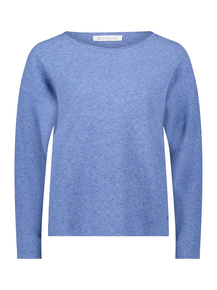 Вязаный свитер с круглым вырезом в цвете средний синий меланж BETTY & CO
Вязаный свитер с круглым вырезом в цвете средний синий меланж BETTY & CO