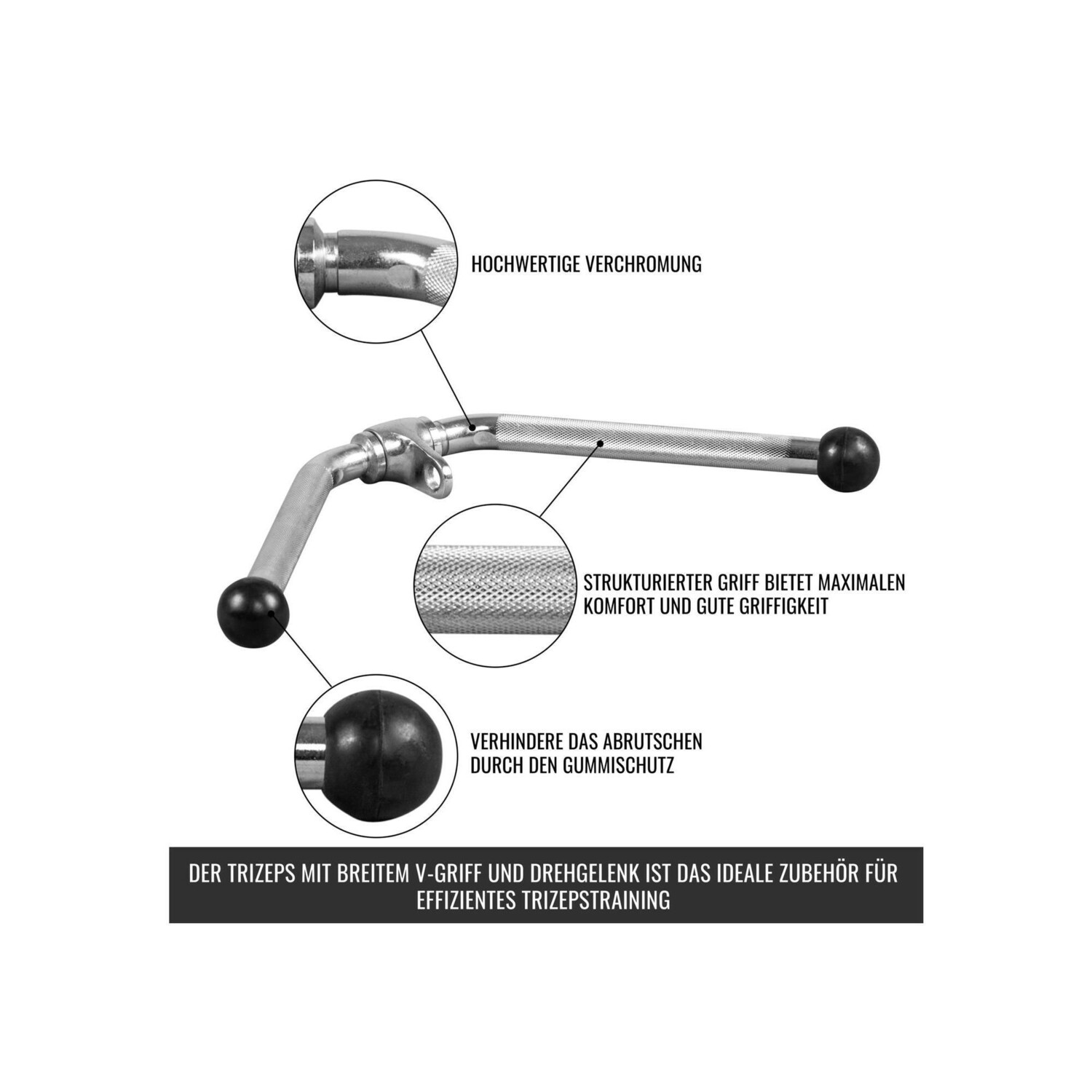 Трицепс с широкой V-образной рукояткой и хромированным шарниром GORILLA SPORTS 
Трицепс с широкой V-образной рукояткой и хромированным шарниром GORILLA SPORTS