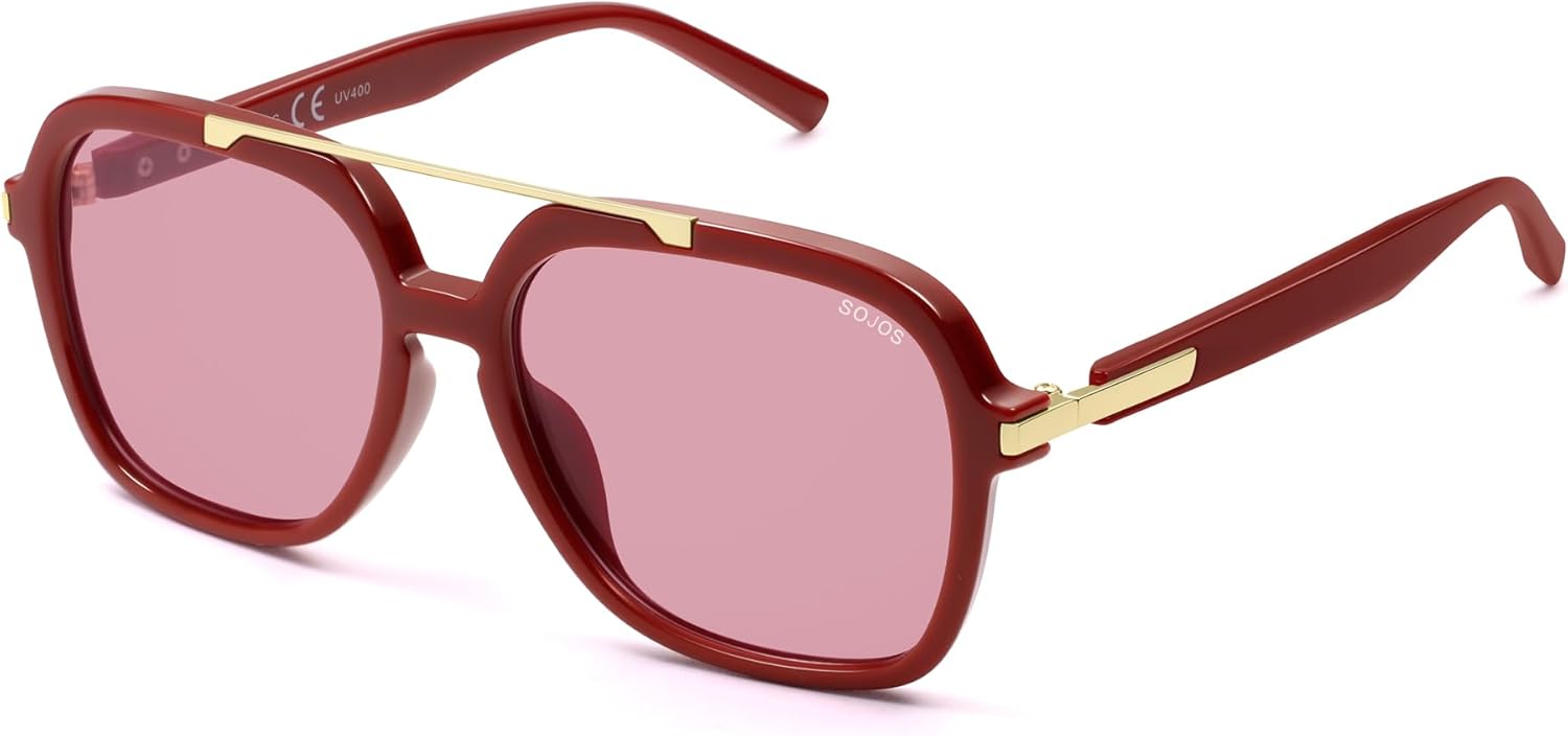 Солнцезащитные очки-авиаторы SOJOS в стиле ретро с поляризацией для женщин и мужчин, модные квадратные солнцезащитные очки-авиаторы в стиле 70-х и 80-х годов SJ2672, Red/Light Red Tint
Солнцезащитные очки-авиаторы SOJOS в стиле ретро с поляризацией для женщин и мужчин, модные квадратные солнцезащитные очки-авиаторы в стиле 70-х и 80-х годов SJ2672, Red/Light Red Tint