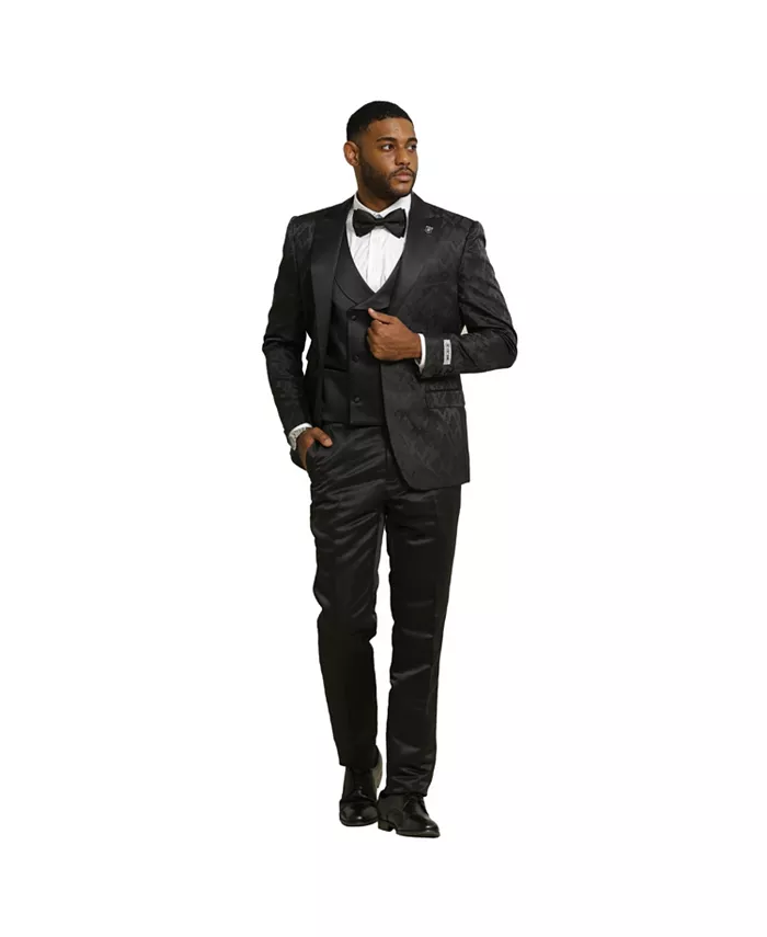 Мужской трехкомпонентный костюм с пиджаком в пейсли, жилетом и брюками классического кроя с лацканами Stacy Adams, черный
Мужской трехкомпонентный костюм с пиджаком в пейсли, жилетом и брюками классического кроя с лацканами Stacy Adams, черный