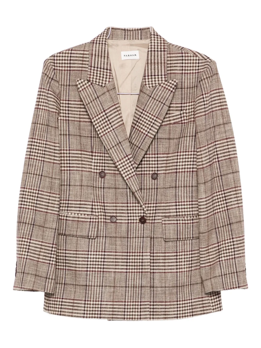 Двубортный клетчатый блейзер P.A.R.O.S.H., коричневый
Двубортный клетчатый блейзер P.A.R.O.S.H., коричневый