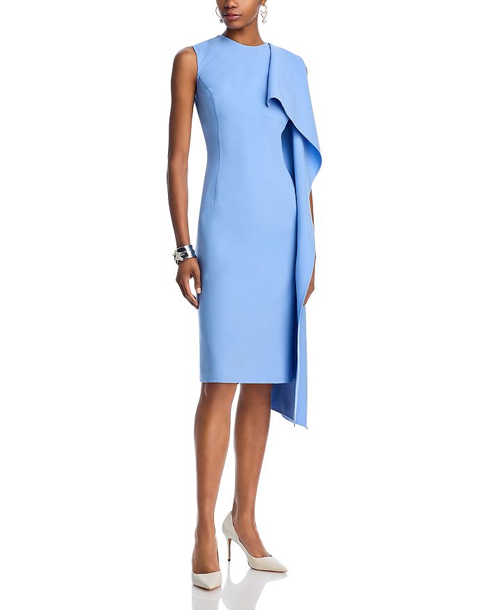 Платье из шерсти с драпировкой и оборками без рукавов Oscar de la Renta, синий
Платье из шерсти с драпировкой и оборками без рукавов Oscar de la Renta, синий