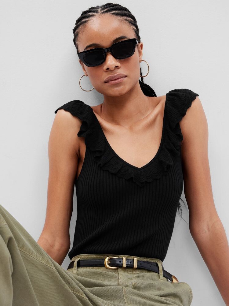 Плетеная майка Gap, черный
Плетеная майка Gap, черный