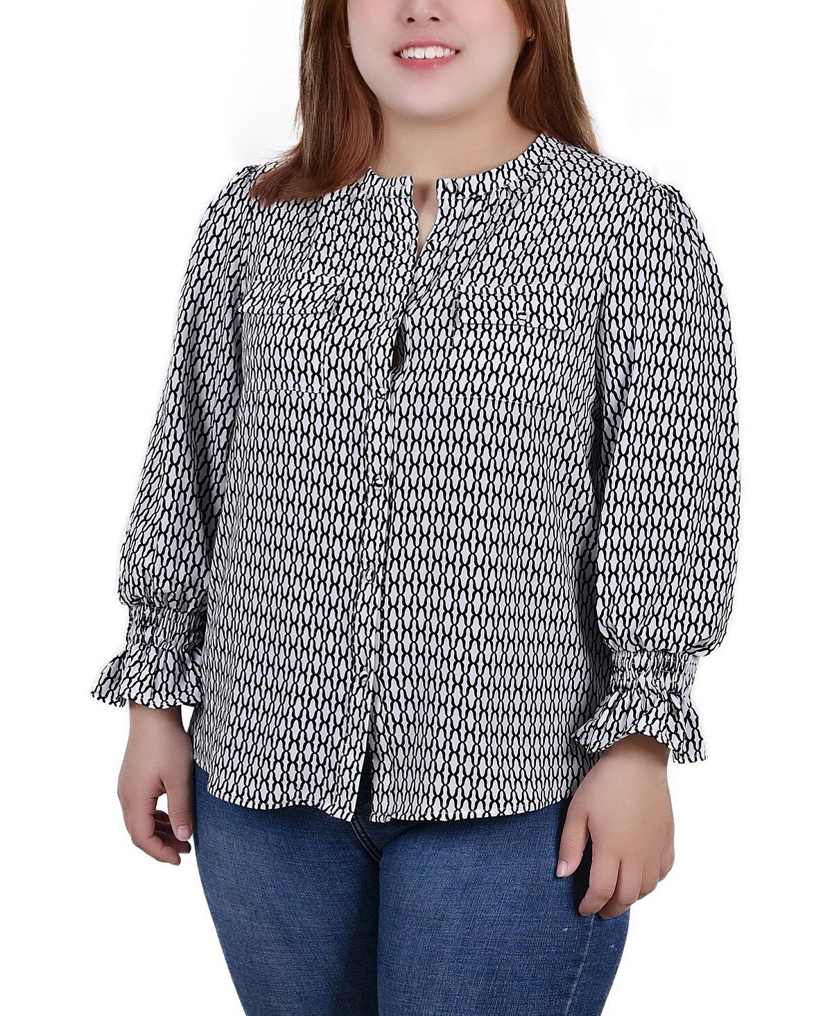 Плюс размер блузка с длинным рукавом и y-образным вырезом NY Collection, мульти
Плюс размер блузка с длинным рукавом и y-образным вырезом NY Collection, мульти