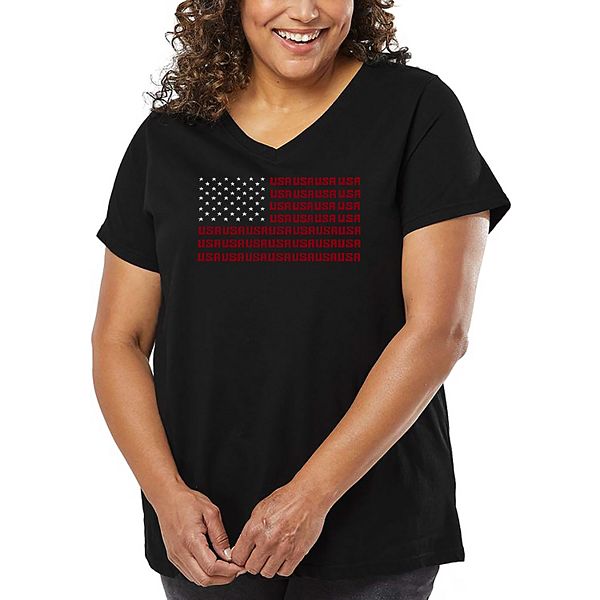 Женская футболка plus size с принтом в виде флага США и V-образным вырезом La Pop Art, Black, Черный, Женская футболка plus size с принтом в виде флага США и V-образным вырезом La Pop Art, Black
Женская футболка plus size с принтом в виде флага США и V-образным вырезом La Pop Art, Black, Черный, Женская футболка plus size с принтом в виде флага США и V-образным вырезом La Pop Art, Black