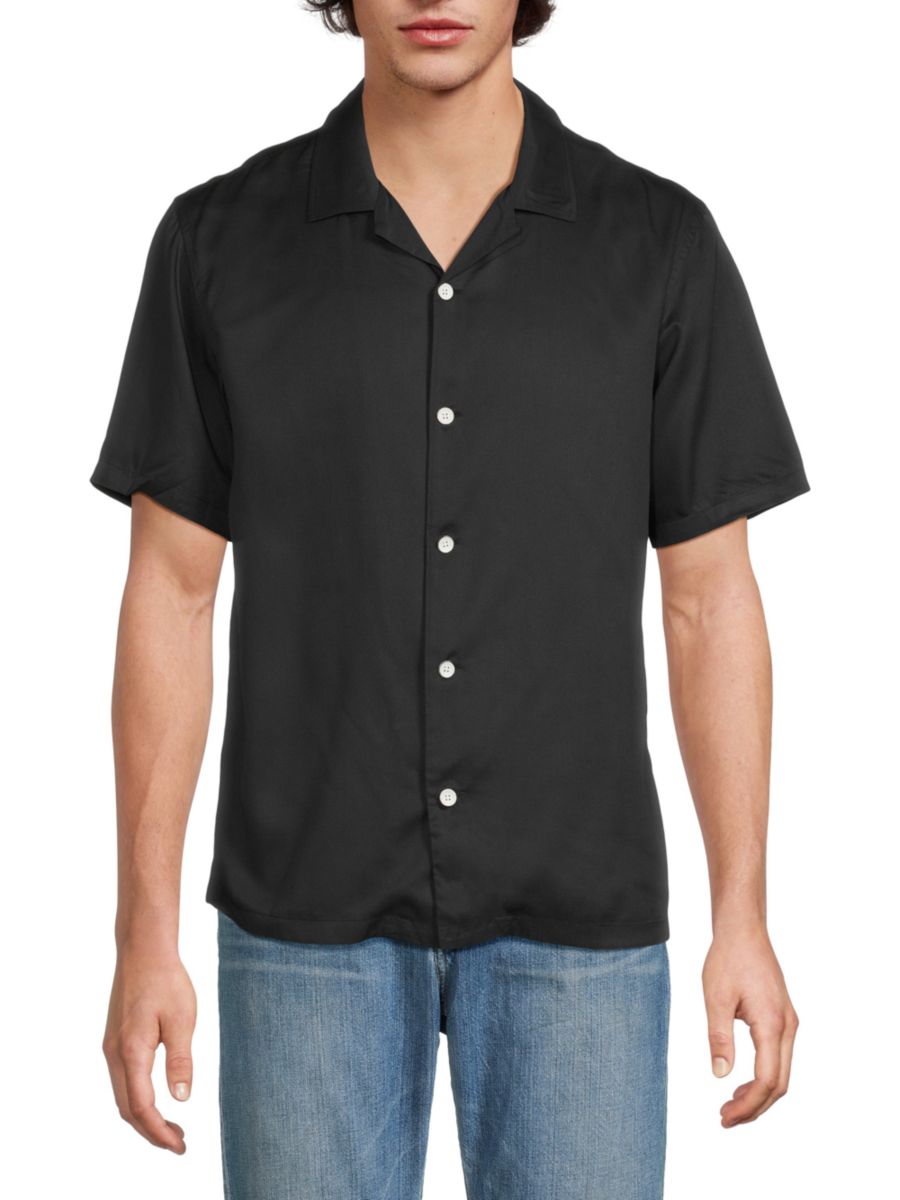 Рубашка Alan Satin Camp rag & bone, черный 
Рубашка Alan Satin Camp rag & bone, черный