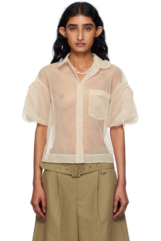 Полупрозрачная укороченная блузка с бантом и рукавами-фонариками Simone Rocha, цвет nude
Полупрозрачная укороченная блузка с бантом и рукавами-фонариками Simone Rocha, цвет nude