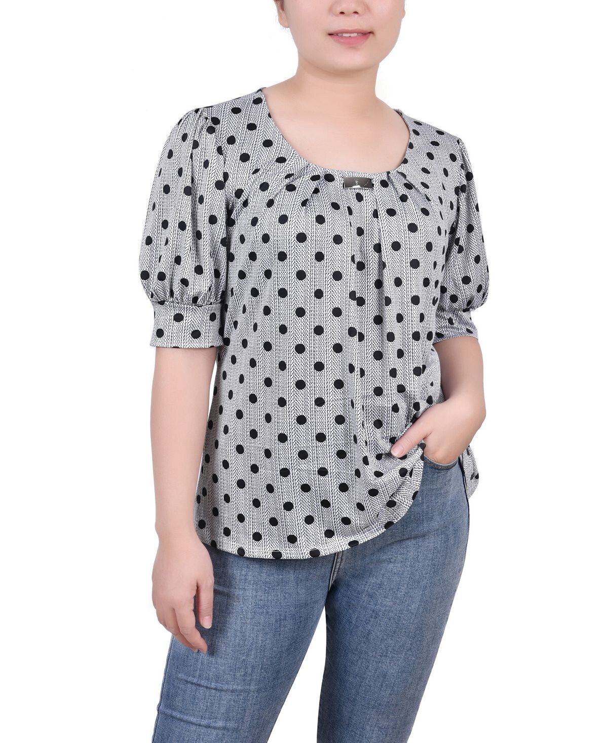 Женский топ missy с короткими рукавами и объемными рукавами NY Collection, мульти
Женский топ missy с короткими рукавами и объемными рукавами NY Collection, мульти