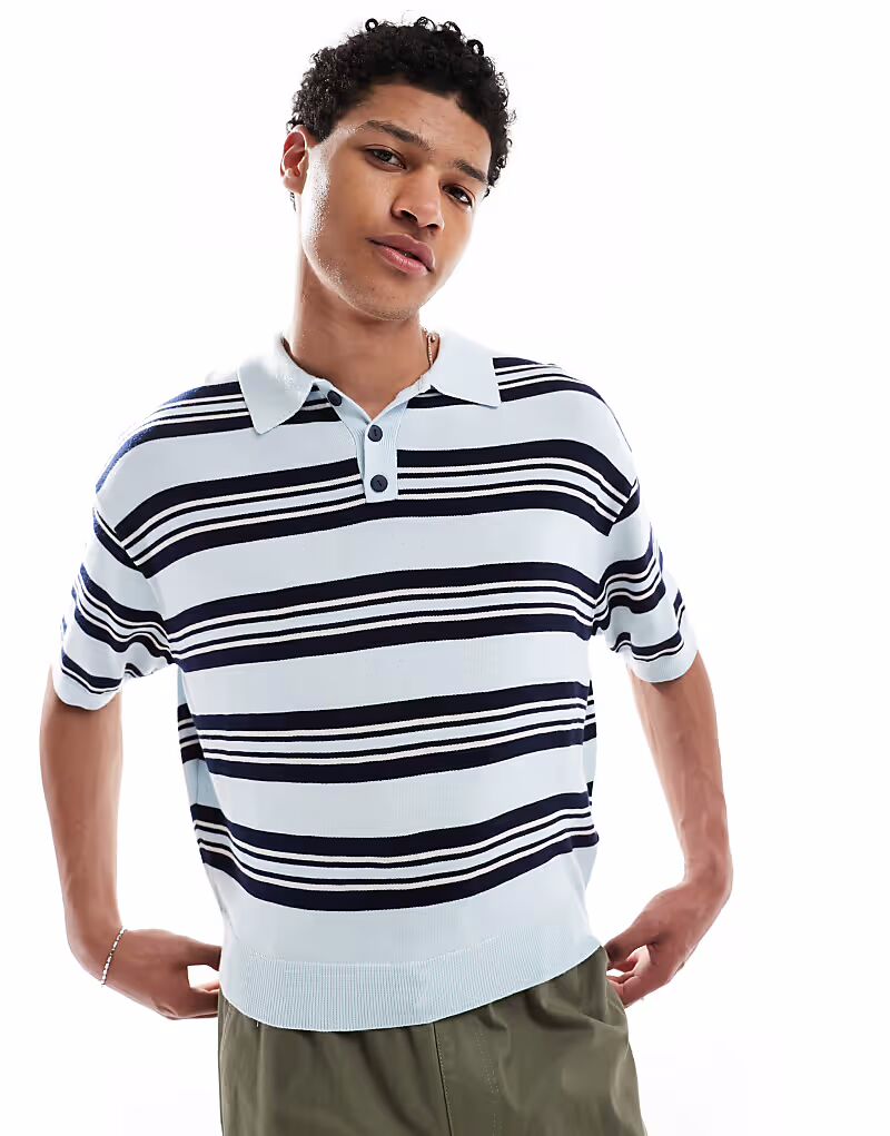 Трикотажное поло Bershka в полоску в стиле ретро синего цвета
Трикотажное поло Bershka в полоску в стиле ретро синего цвета