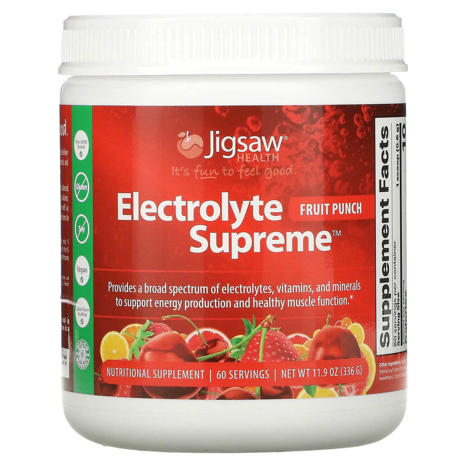 Добавка Jigsaw Health Electrolyte Supreme, фруктовый пунш, 336 г
Добавка Jigsaw Health Electrolyte Supreme, фруктовый пунш, 336 г