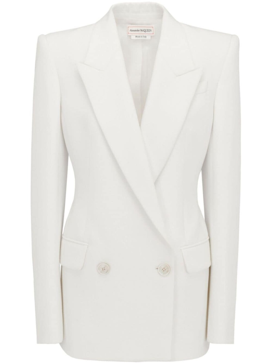 Alexander McQueen двубортный блейзер строгого кроя, белый
Alexander McQueen двубортный блейзер строгого кроя, белый