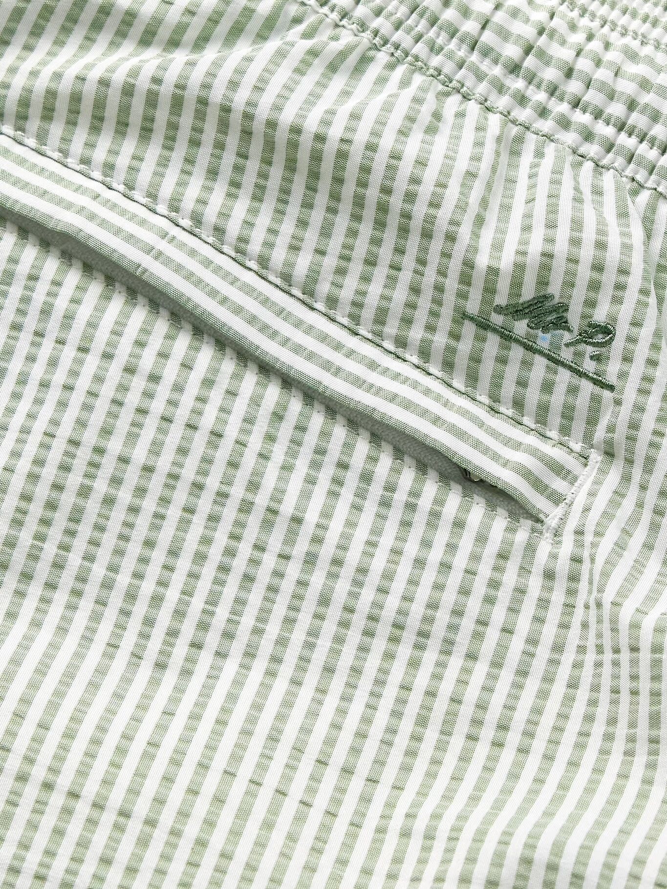 Прямые шорты для плавания средней длины из полосатой ткани сирсакер MR P., зеленый
Прямые шорты для плавания средней длины из полосатой ткани сирсакер MR P., зеленый