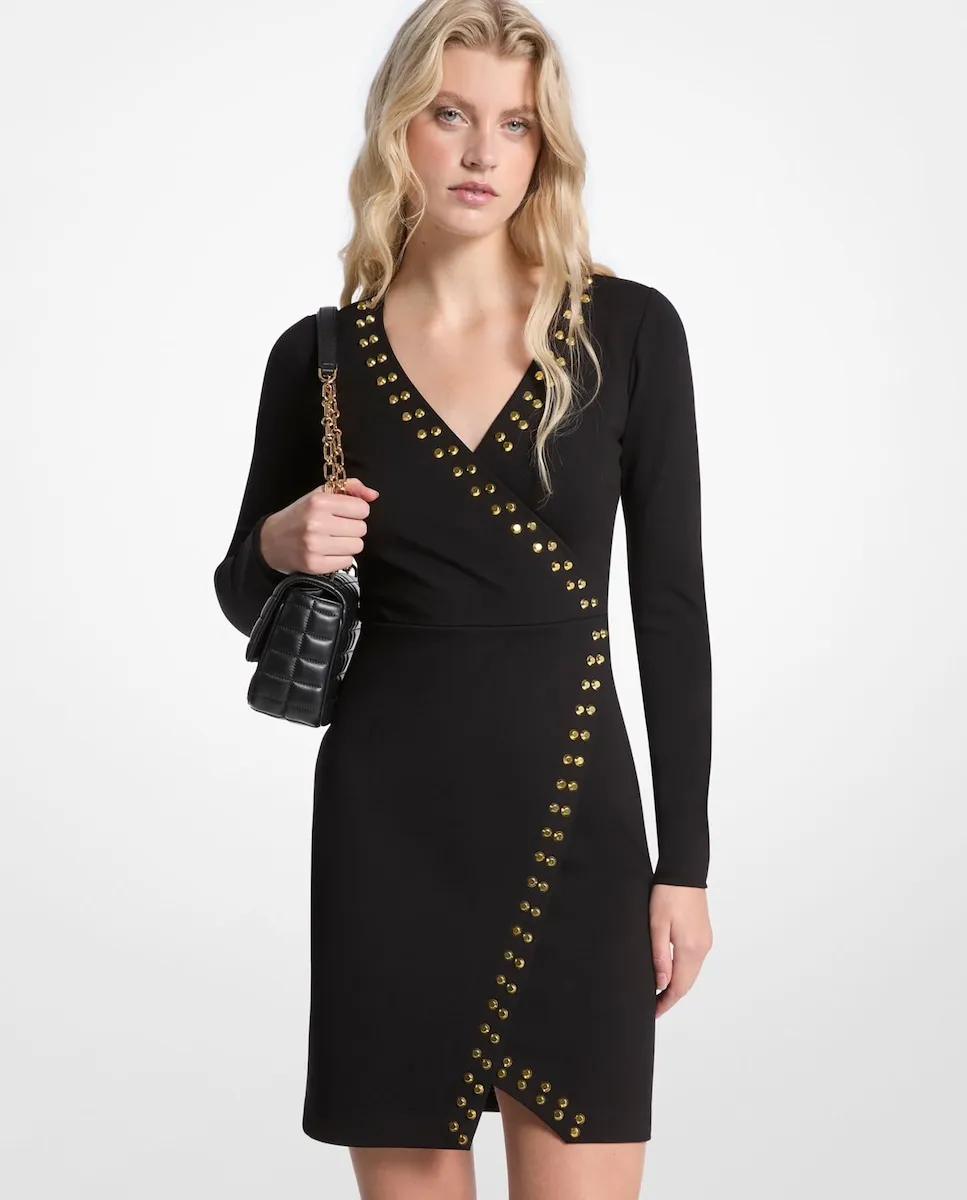 Короткое платье с длинными рукавами и заклепками Michael Michael Kors, черный
Короткое платье с длинными рукавами и заклепками Michael Michael Kors, черный