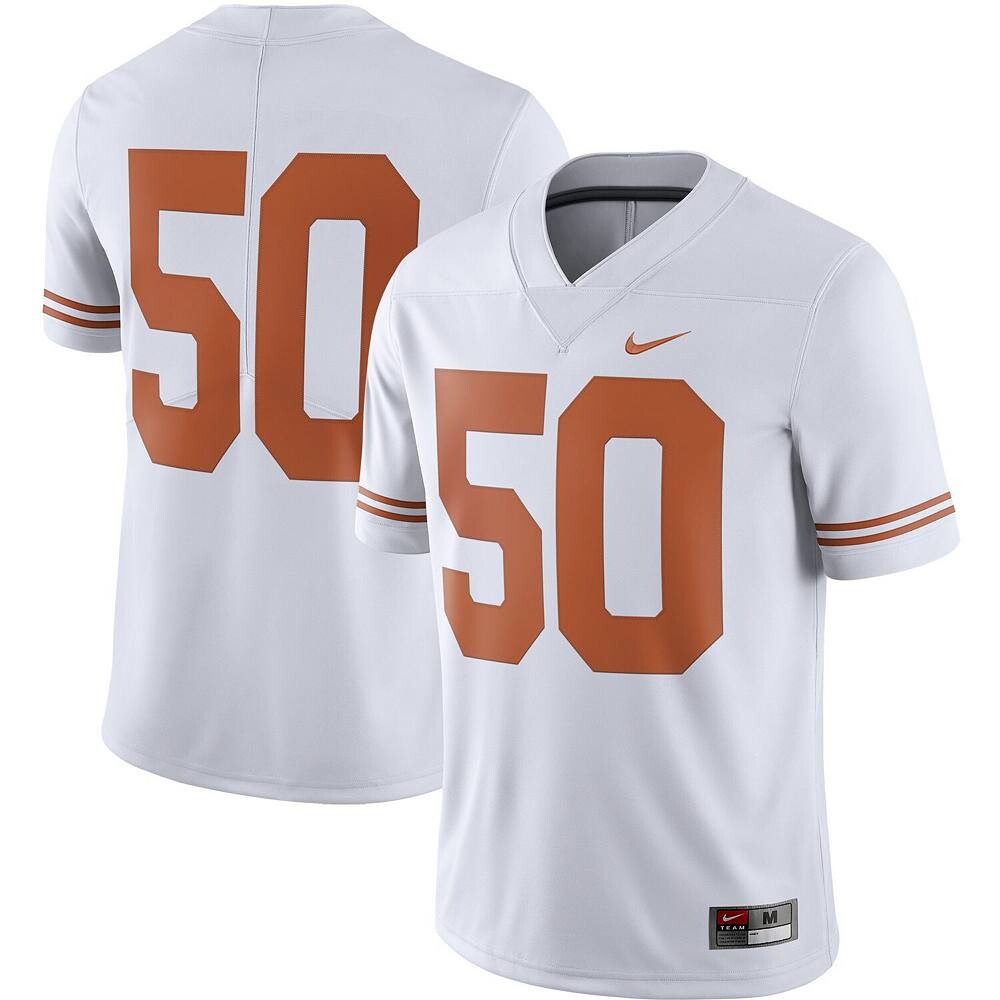Мужское белое джерси Nike #50 Texas Longhorns College Alternate Limited, цвет Tex White
Мужское белое джерси Nike #50 Texas Longhorns College Alternate Limited, цвет Tex White