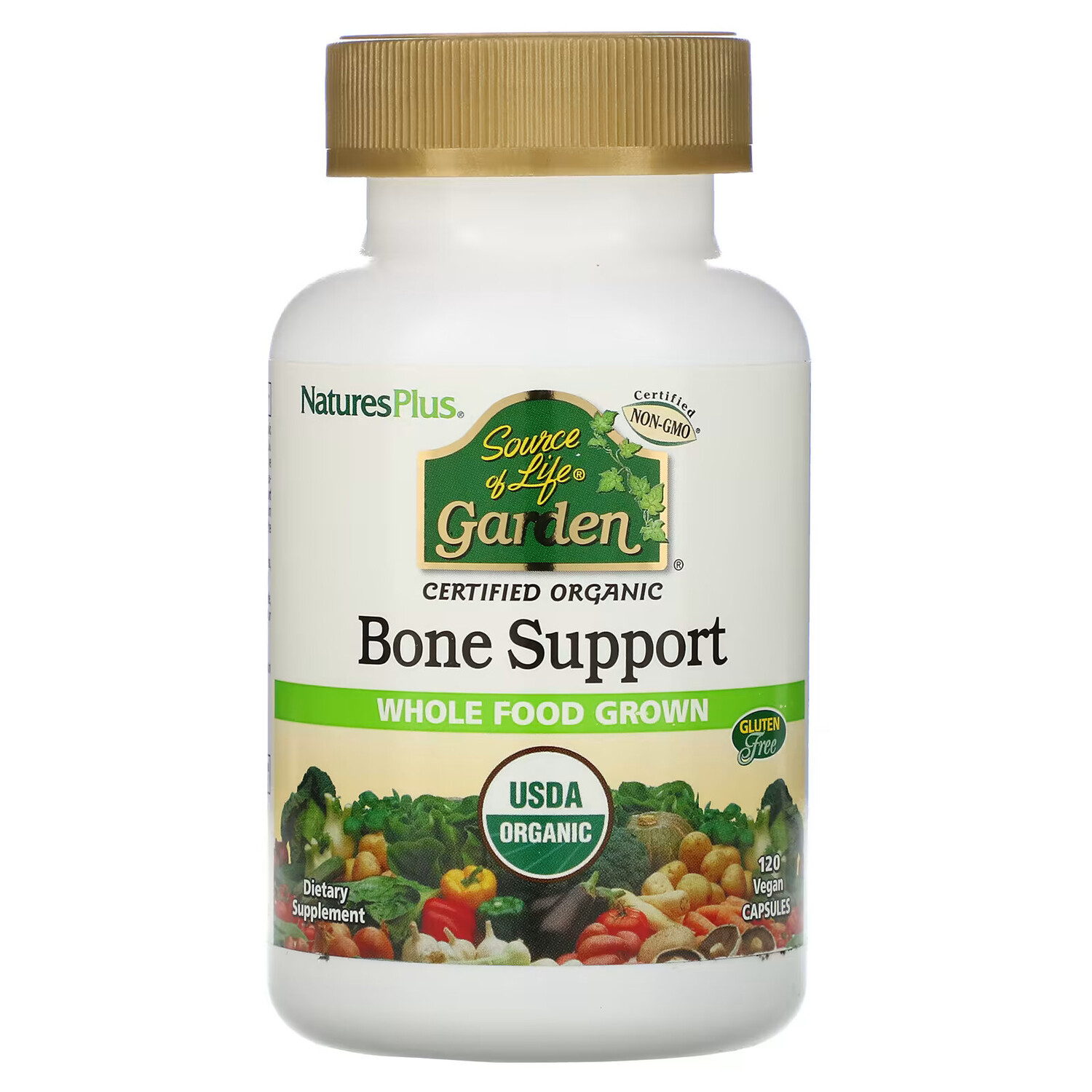 NaturesPlus, Source of Life Garden, органическая поддержка здоровья костей, 120 растительных капсул
NaturesPlus, Source of Life Garden, органическая поддержка здоровья костей, 120 растительных капсул