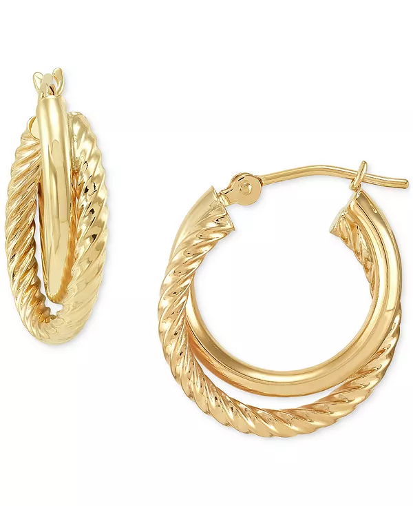 Маленькие серьги-кольца из 14-каратного золота, 15 мм, витые и гладкие Macy'S, gold
Маленькие серьги-кольца из 14-каратного золота, 15 мм, витые и гладкие Macy'S, gold