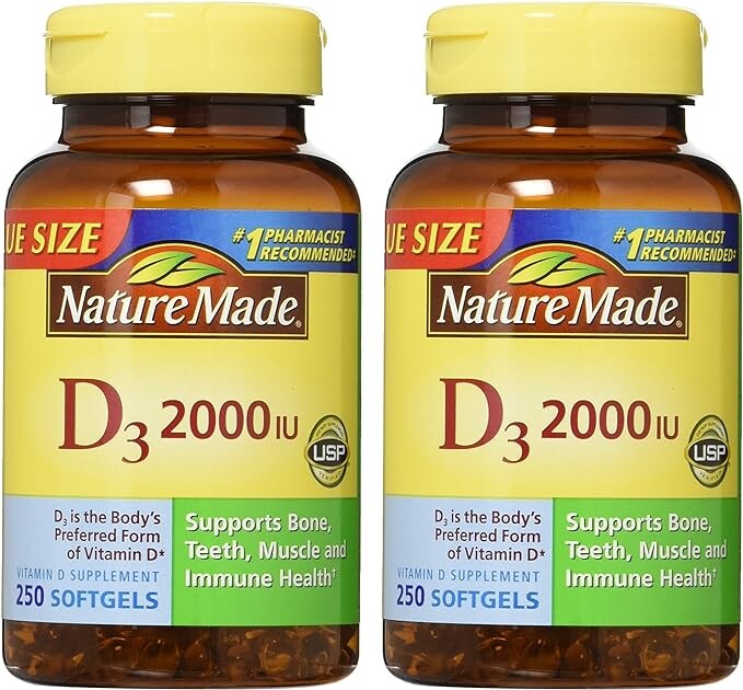 Nature Made, Жидкие мягкие таблетки с витамином D3, 2000 МЕ, 250 штук (2 шт. в упаковке)
Nature Made, Жидкие мягкие таблетки с витамином D3, 2000 МЕ, 250 штук (2 шт. в упаковке)
