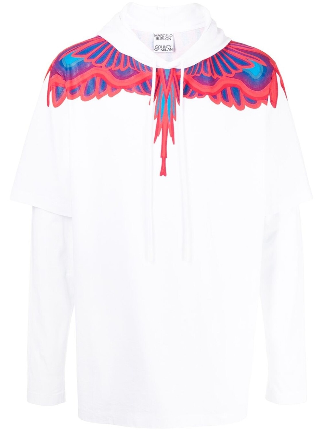 Marcelo Burlon County of Milan многослойное худи с принтом, белый
Marcelo Burlon County of Milan многослойное худи с принтом, белый