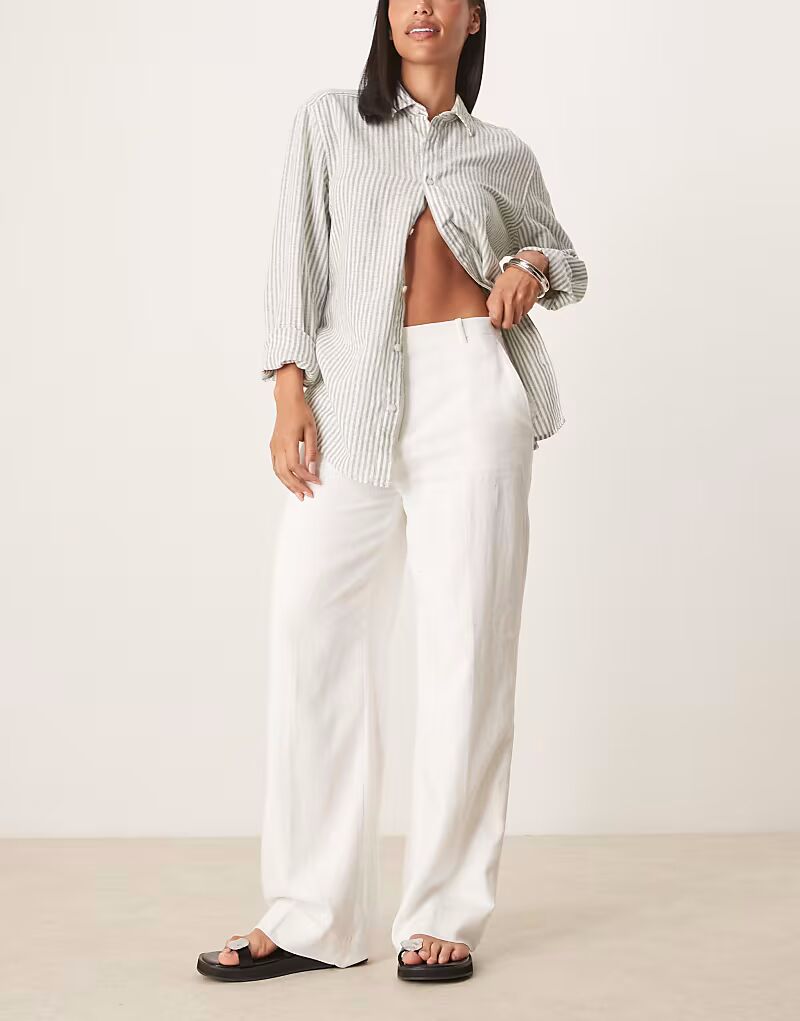 Брюки Abercrombie & Fitch Curve с высокой посадкой из льна белого цвета
Брюки Abercrombie & Fitch Curve с высокой посадкой из льна белого цвета