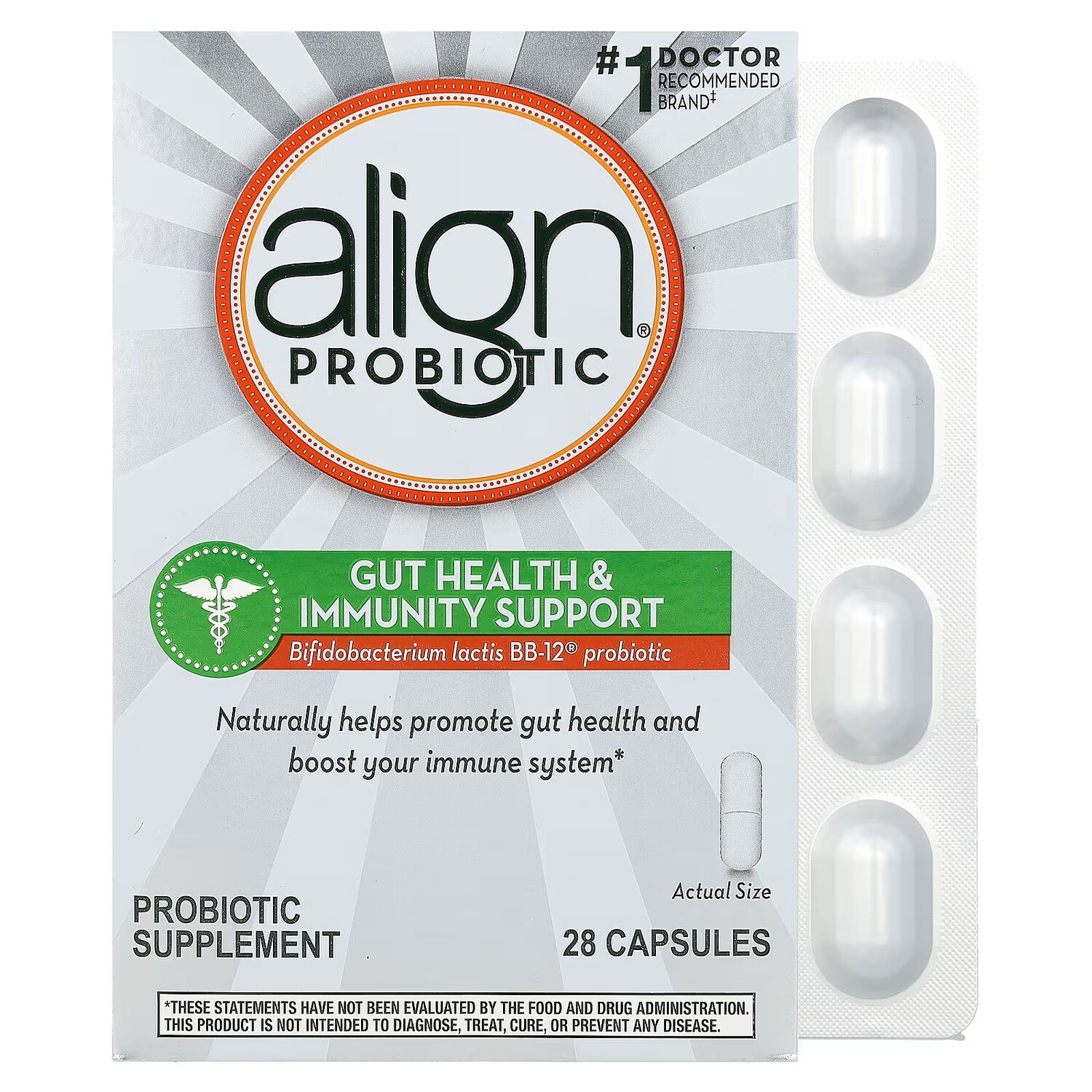 Пробиотики Align Probiotics для здоровья кишечника и иммунитета, 28 капсул
Пробиотики Align Probiotics для здоровья кишечника и иммунитета, 28 капсул