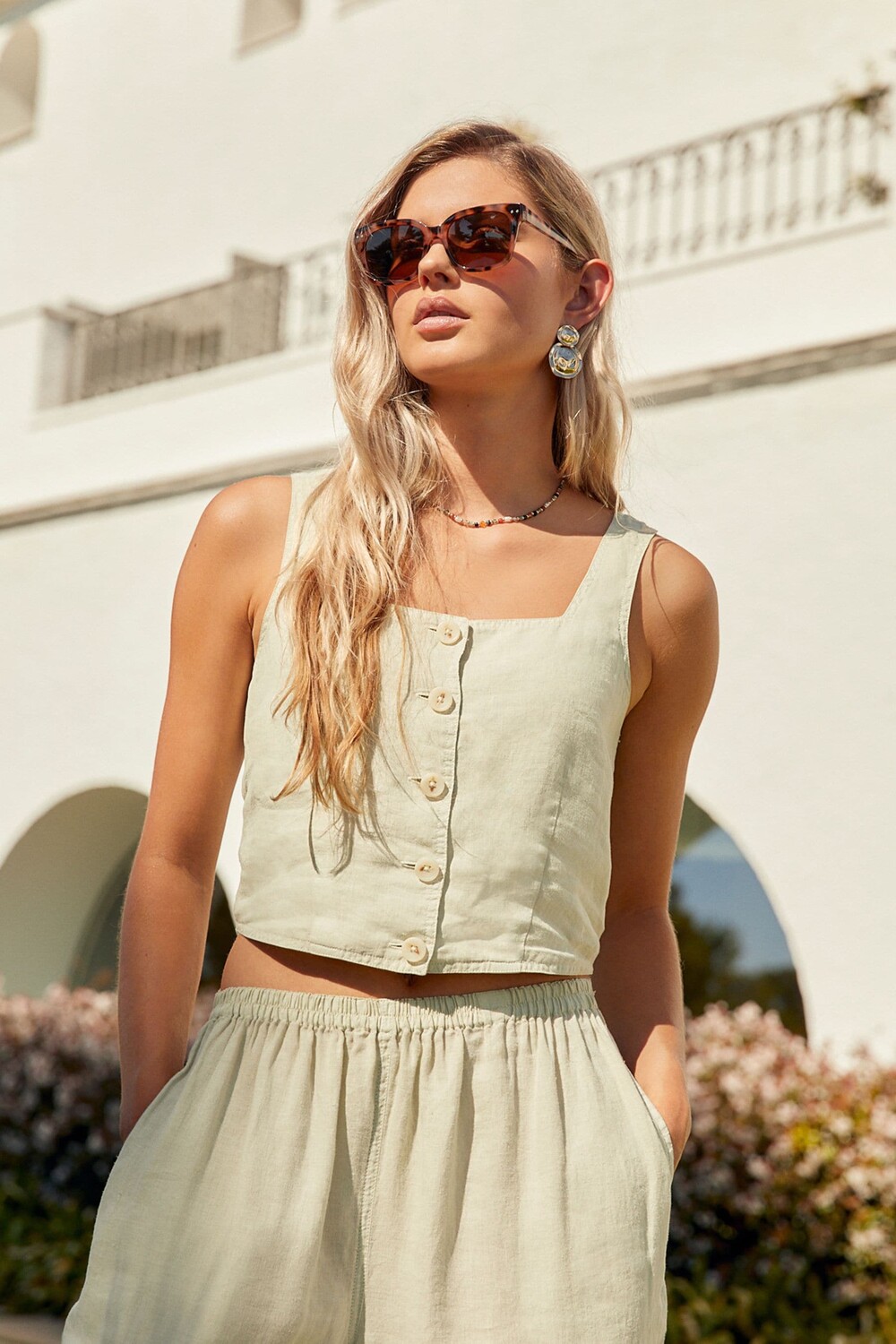 Премиальный топ на пуговицах из 100% льна Next, зеленый
Премиальный топ на пуговицах из 100% льна Next, зеленый