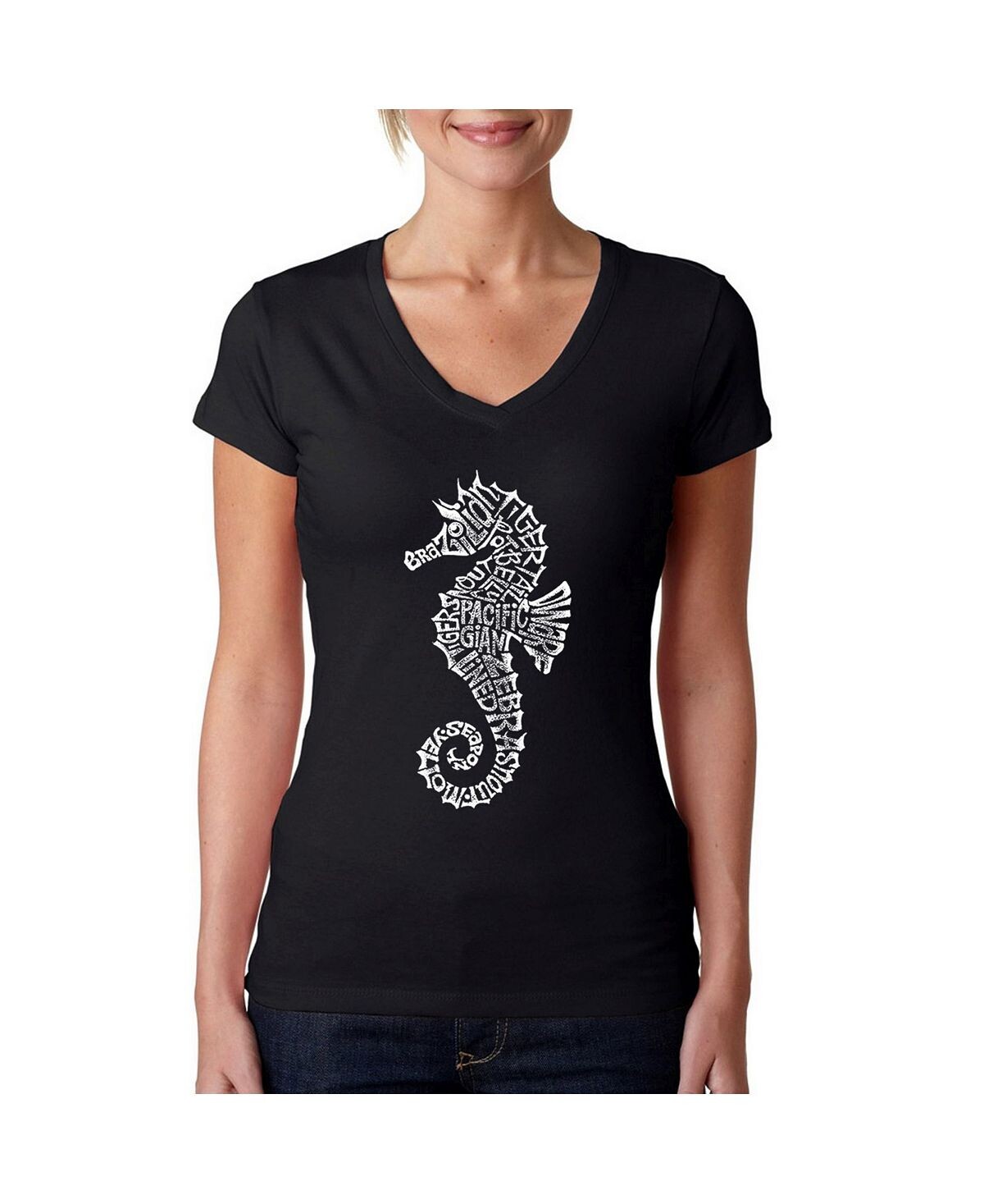 Женская футболка word art с v-образным вырезом - types of seahorse LA Pop Art, черный
Женская футболка word art с v-образным вырезом - types of seahorse LA Pop Art, черный