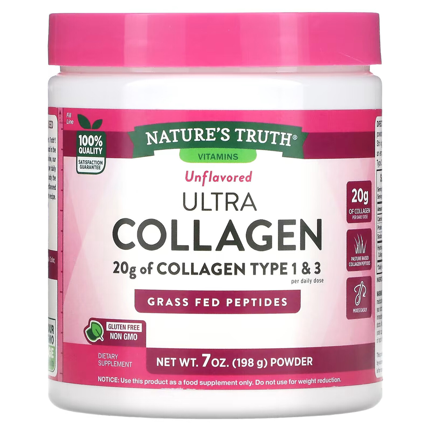 Nature's Truth, Ultra Collagen Powder, без добавок, 198 г (7 унций)
Nature's Truth, Ultra Collagen Powder, без добавок, 198 г (7 унций)