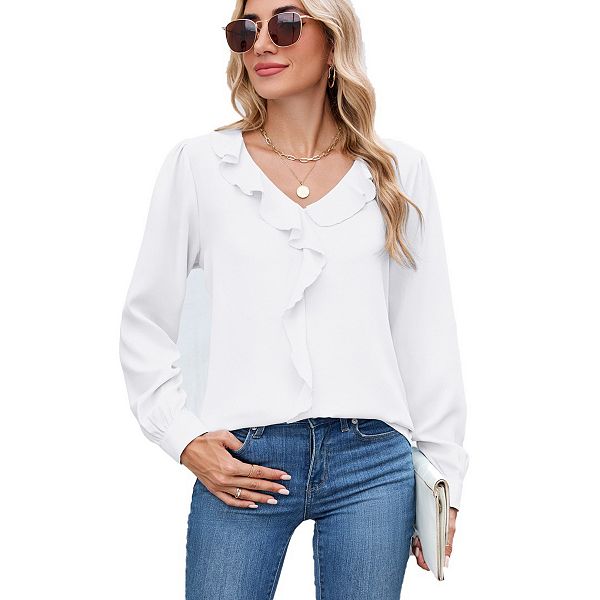 Женская блузка с длинным рукавом и рюшами для офиса Yesfashion, White
Женская блузка с длинным рукавом и рюшами для офиса Yesfashion, White