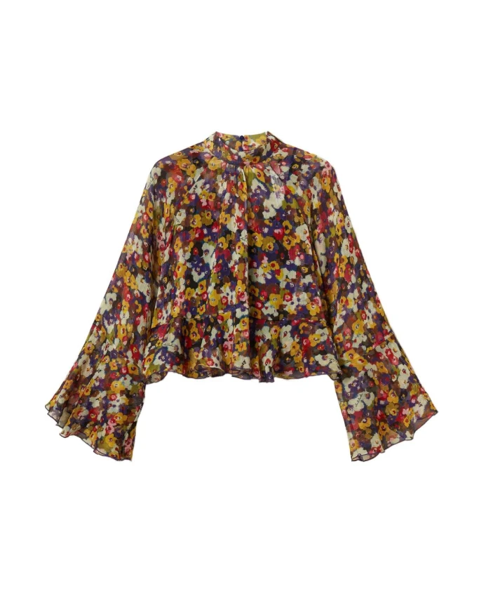 Коричневый топ с цветочным принтом и рукавами-колоколами Twinset, коричневый
Коричневый топ с цветочным принтом и рукавами-колоколами Twinset, коричневый