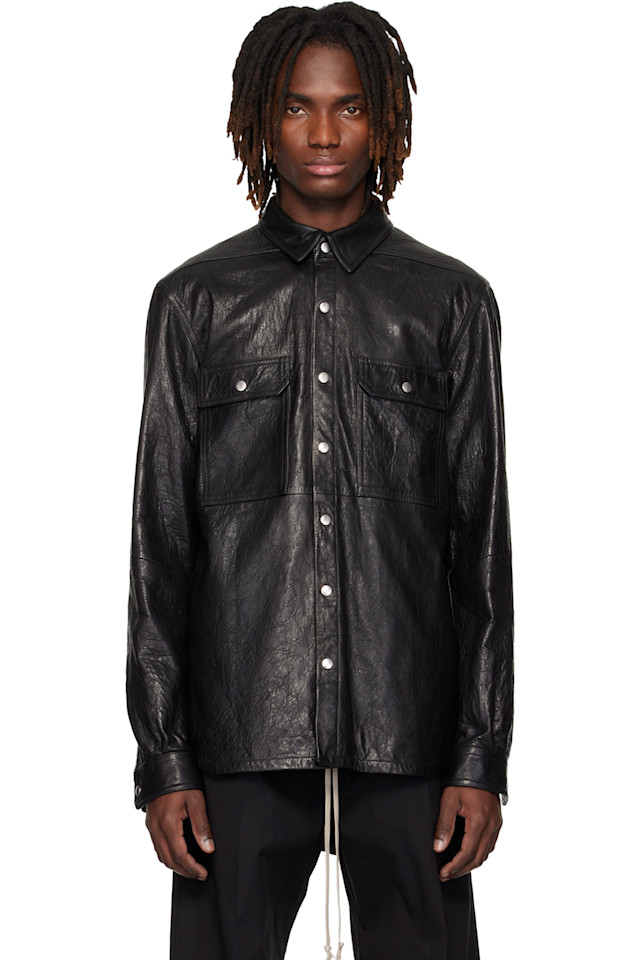 Верхняя рубашка из овечьей кожи Temple Rick Owens, черный
Верхняя рубашка из овечьей кожи Temple Rick Owens, черный