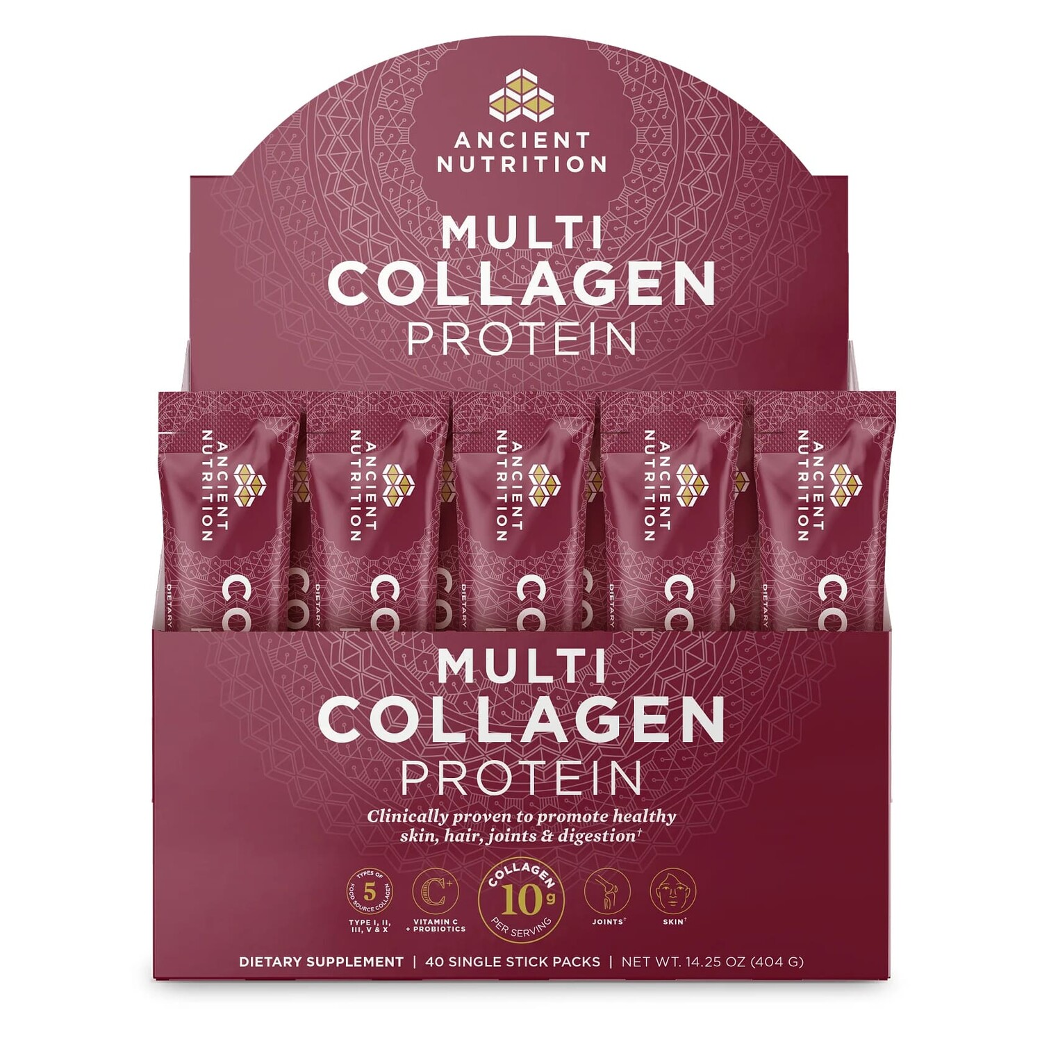 Коллаген Ancient Nutrition Multi Protein 10 Types Vitamin C + Probiotics Unflavored, 40 стиков х 10,1 г
Коллаген Ancient Nutrition Multi Protein 10 Types Vitamin C + Probiotics Unflavored, 40 стиков х 10,1 г