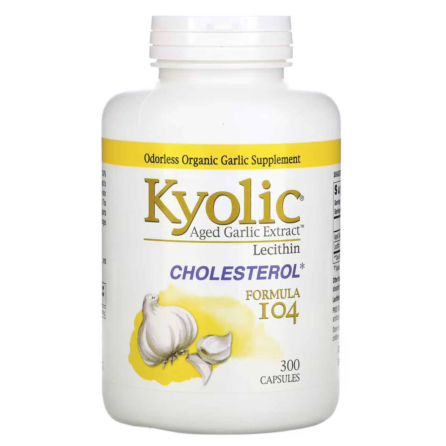 Kyolic, Aged Garlic Extract, экстракт чеснока с лецитином, формула для снижения уровня холестерина 104, 300 капсул
Kyolic, Aged Garlic Extract, экстракт чеснока с лецитином, формула для снижения уровня холестерина 104, 300 капсул