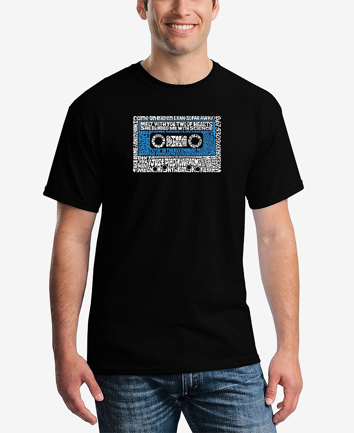 Мужская футболка с коротким рукавом 80-х one hit wonders word art LA Pop Art, черный
Мужская футболка с коротким рукавом 80-х one hit wonders word art LA Pop Art, черный