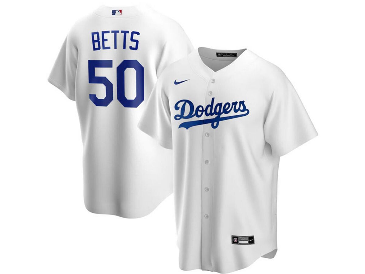 Мужская официальная копия джерси los angeles dodgers mookie betts Nike, белый
Мужская официальная копия джерси los angeles dodgers mookie betts Nike, белый