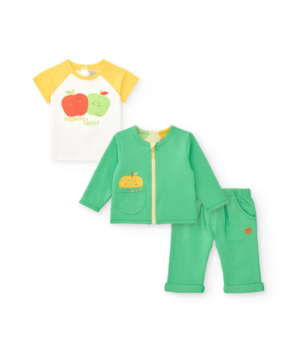 Комплект из 3 предметов для мальчика с двухсторонней курткой Tuc tuc, зеленый
Комплект из 3 предметов для мальчика с двухсторонней курткой Tuc tuc, зеленый