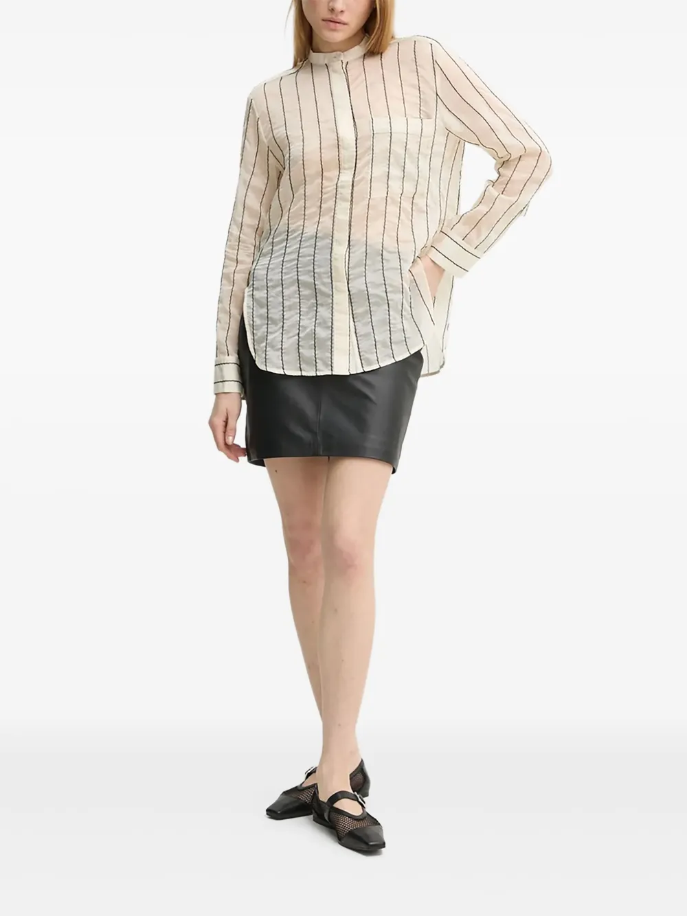 Рубашка с полосатыми вставками Day Birger Et Mikkelsen, нейтральный 
Рубашка с полосатыми вставками Day Birger Et Mikkelsen, нейтральный