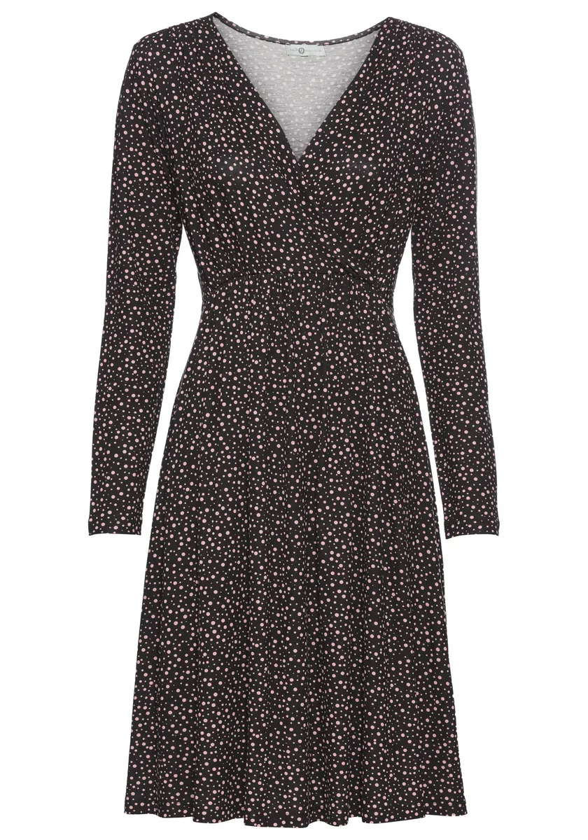 Девятимесячное платье для беременных "для беременности и кормления" струящегося кроя и с точечным узором Neun Monate, цвет Schwarz-Gepunktet