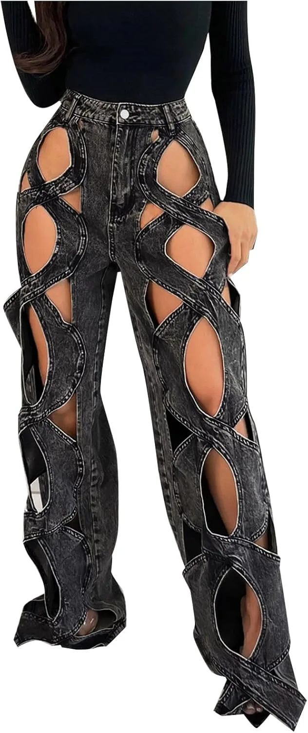 Джинсы для женщин Trendy Hollow Loose Fit с высокой посадкой
Джинсы для женщин Trendy Hollow Loose Fit с высокой посадкой