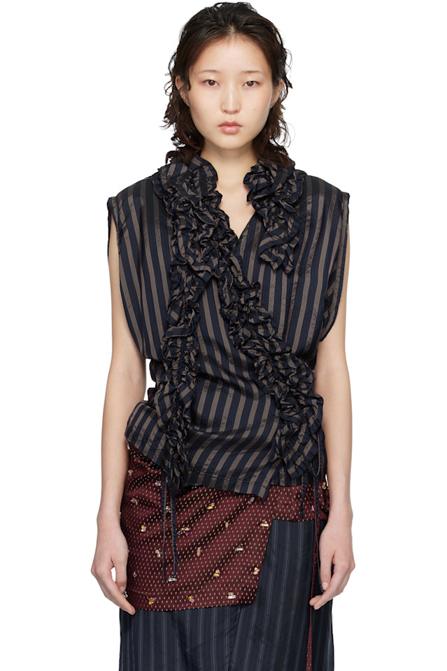 Топ с оборками Dries Van Noten, темно-синий
Топ с оборками Dries Van Noten, темно-синий