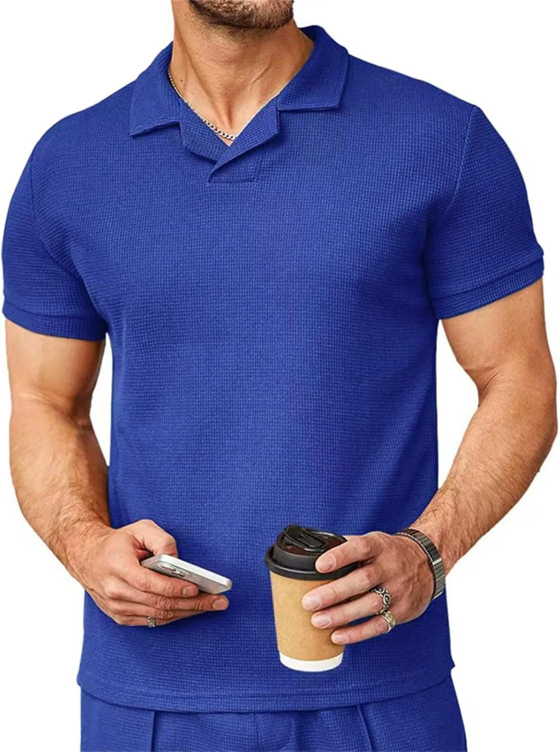 Мужская футболка с V-образным вырезом, классический крой, поло, вафельная ткань, короткий рукав KGKQHKQ
Мужская футболка с V-образным вырезом, классический крой, поло, вафельная ткань, короткий рукав KGKQHKQ