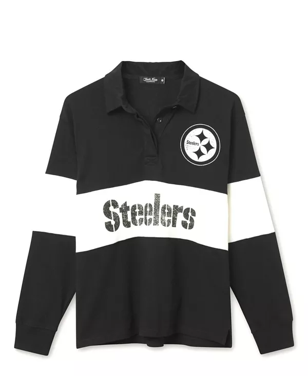 Женский свитер с длинным рукавом в стиле регби команды «Питтсбург Стилерс» (НФЛ). Junk Food Clothing, черный
Женский свитер с длинным рукавом в стиле регби команды «Питтсбург Стилерс» (НФЛ). Junk Food Clothing, черный