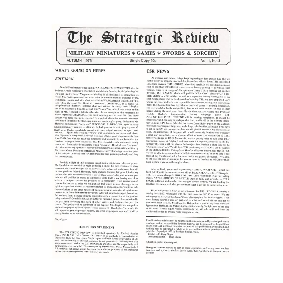 Журнал #3 "Deserted Cities of Mars, Mapping the Dungeon", Dragon Magazine - Strategic Review (Precursor to Dragon Magazine)
Журнал #3 "Deserted Cities of Mars, Mapping the Dungeon", Dragon Magazine - Strategic Review (Precursor to Dragon Magazine)