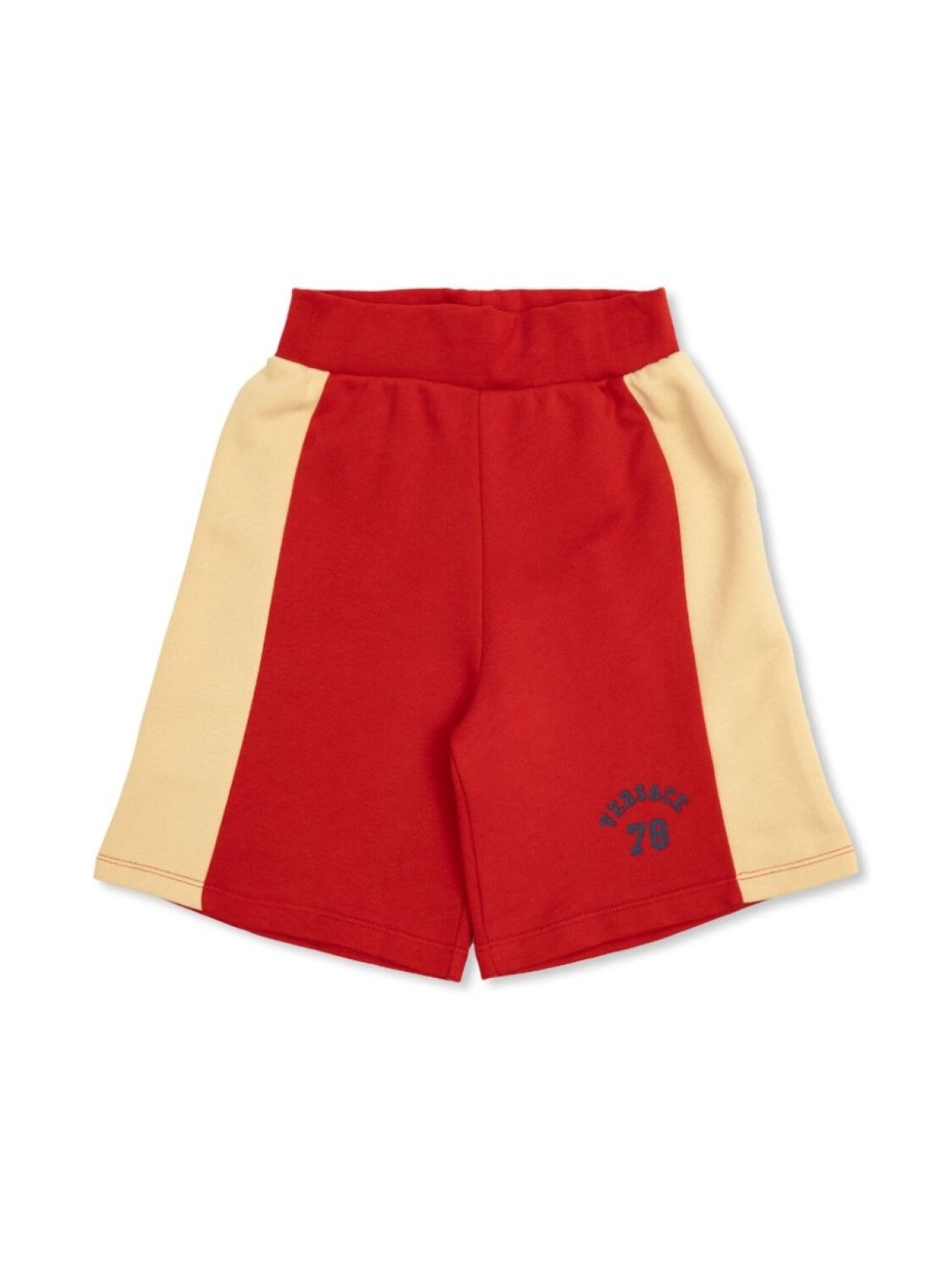 Versace Kids двухцветные хлопковые шорты с логотипом, красный 
Versace Kids двухцветные хлопковые шорты с логотипом, красный