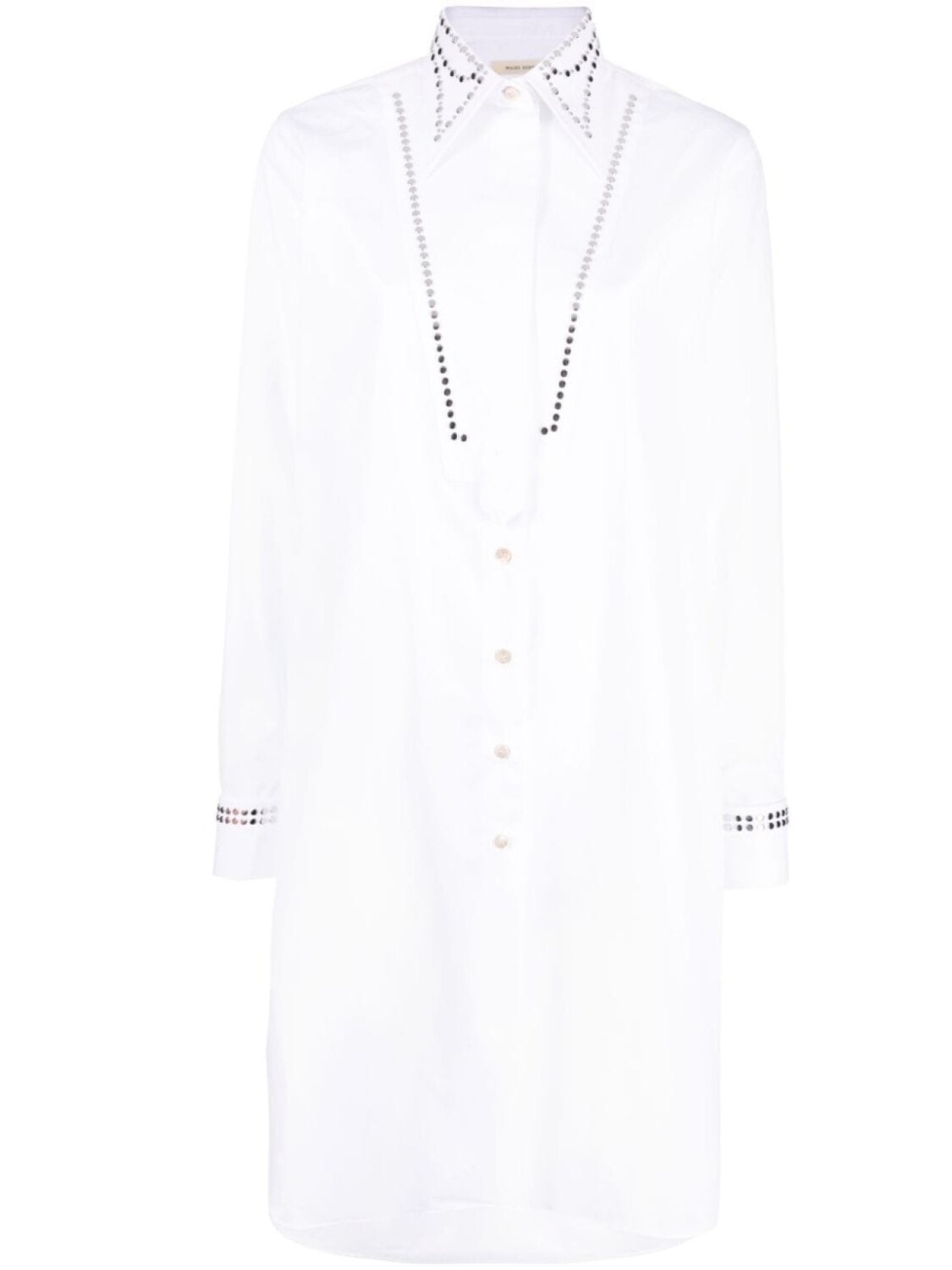 Wales Bonner платье-рубашка с вырезами, белый 
Wales Bonner платье-рубашка с вырезами, белый