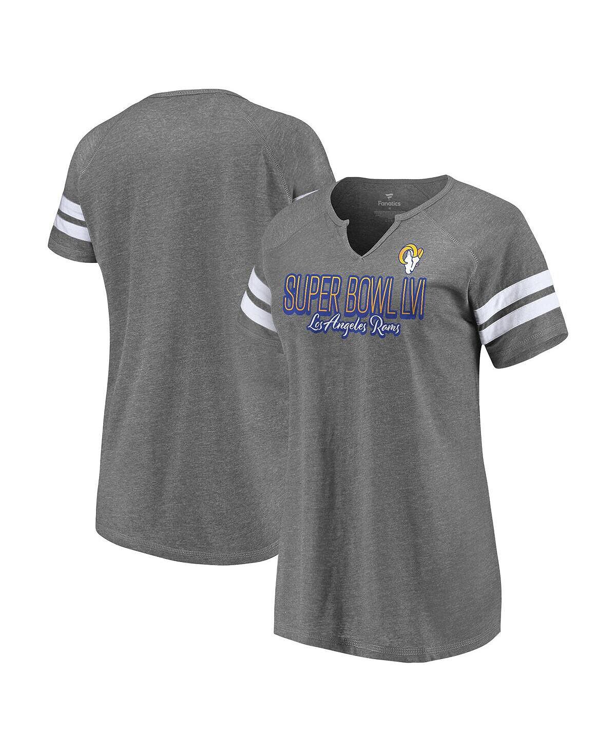 Женская фирменная футболка с меланжевым углем Los Angeles Rams Super Bowl LVI Bound Fade Script в полоску с вырезом и вырезом Fanatics
Женская фирменная футболка с меланжевым углем Los Angeles Rams Super Bowl LVI Bound Fade Script в полоску с вырезом и вырезом Fanatics