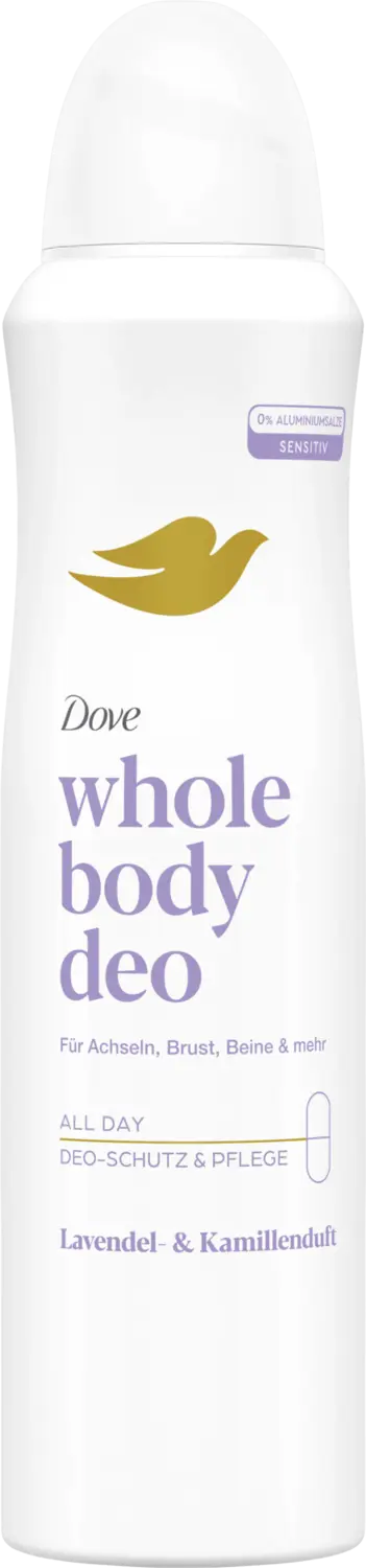 Дезодорант Dove Deospray Whole Body Lavendel & Kamillenduft, 150 ml
Дезодорант Dove Deospray Whole Body Lavendel & Kamillenduft, 150 ml