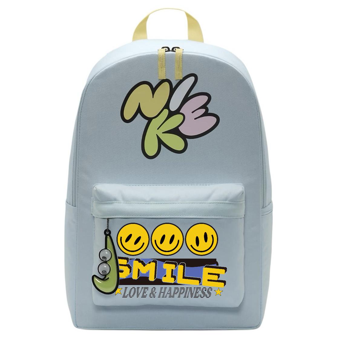 Nike Тканевый рюкзак женский ледниково-голубой и нежно-желтый и светло-лимонный, Smiley Face 
Nike Тканевый рюкзак женский ледниково-голубой и нежно-желтый и светло-лимонный, Smiley Face