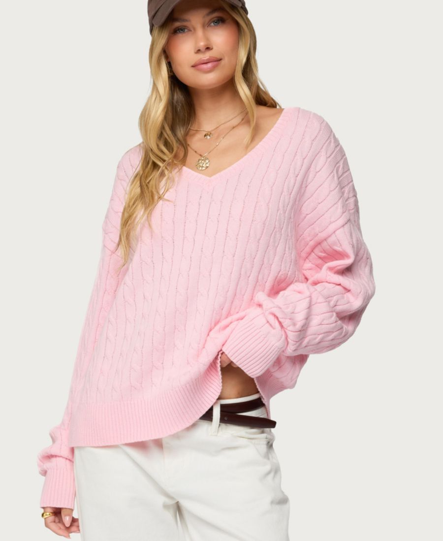 Женский свитер Polly с V-образным вырезом и косами Edikted, Light-pink
Женский свитер Polly с V-образным вырезом и косами Edikted, Light-pink